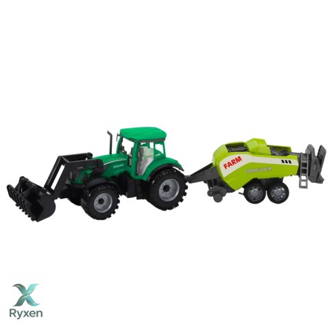 Zestaw Traktor Z Ładowaczem i Prasą Rolniczą Zielony LEAN TOYS