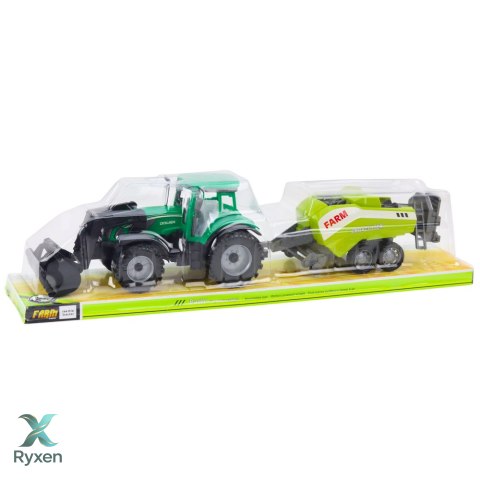 Zestaw Traktor Z Ładowaczem i Prasą Rolniczą Zielony LEAN TOYS