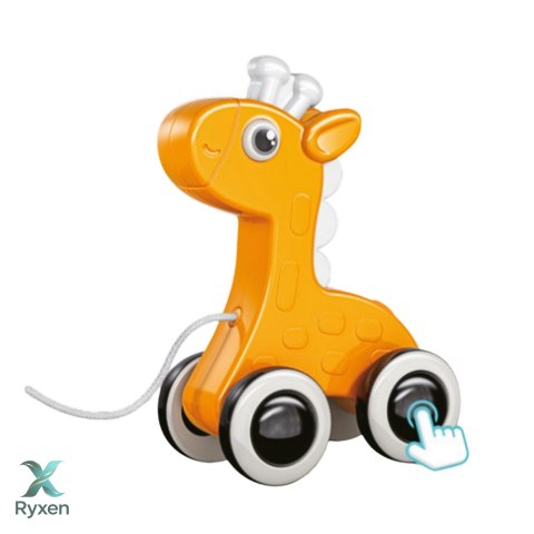 Żyrafa Zabawka Do Ciągnięcia Na Sznurku Piszczałka Eko Żółta LEAN TOYS