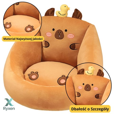 Fotel Pluszowy Dla Dzieci Kapibara Z Kaczuszką Brązowy 50x45cm LEAN TOYS