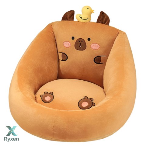 Fotel Pluszowy Dla Dzieci Kapibara Z Kaczuszką Brązowy 50x45cm LEAN TOYS