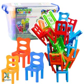 Gra Zręcznościowa Spadające Balansujące Krzesła 48 Elementów Kolorowe LEAN TOYS