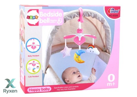 Karuzela Łóżeczkowa Dla Dzieci Dźwięk Niebo Różowa LEAN TOYS