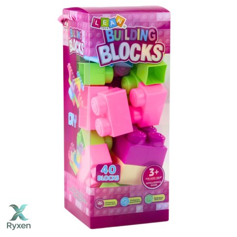 Klocki W Pudełku Duże Budowlane Zestaw Kolorowe 40ele. LEAN TOYS