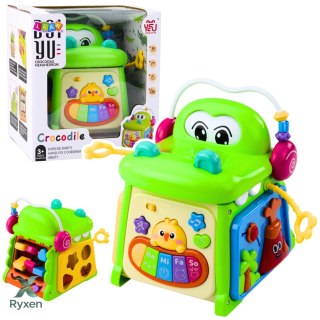 Kostka Edukacyjna Interaktywna Sorter Pianinko Sensoryczny Krokodyl LEAN TOYS