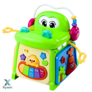 Kostka Edukacyjna Interaktywna Sorter Pianinko Sensoryczny Krokodyl LEAN TOYS