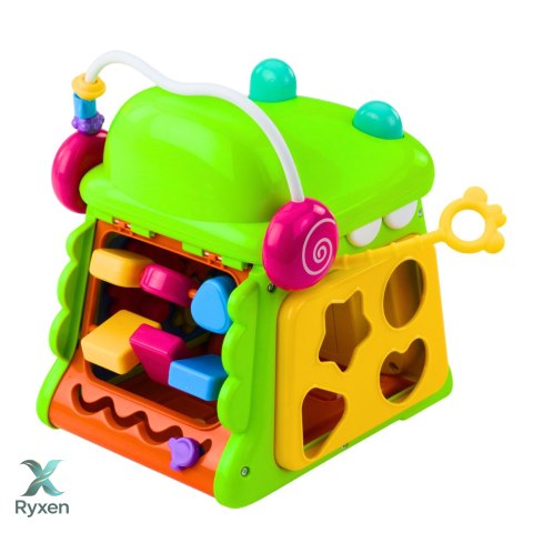 Kostka Edukacyjna Interaktywna Sorter Pianinko Sensoryczny Krokodyl LEAN TOYS