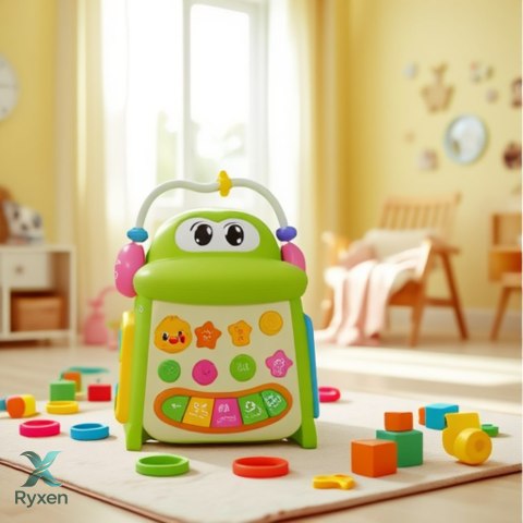 Kostka Edukacyjna Interaktywna Sorter Pianinko Sensoryczny Krokodyl LEAN TOYS