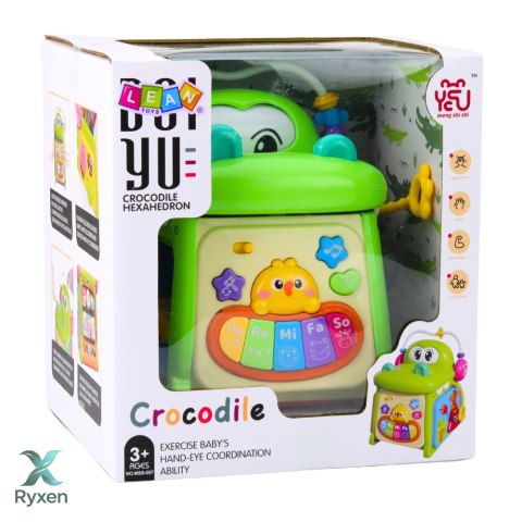 Kostka Edukacyjna Interaktywna Sorter Pianinko Sensoryczny Krokodyl LEAN TOYS