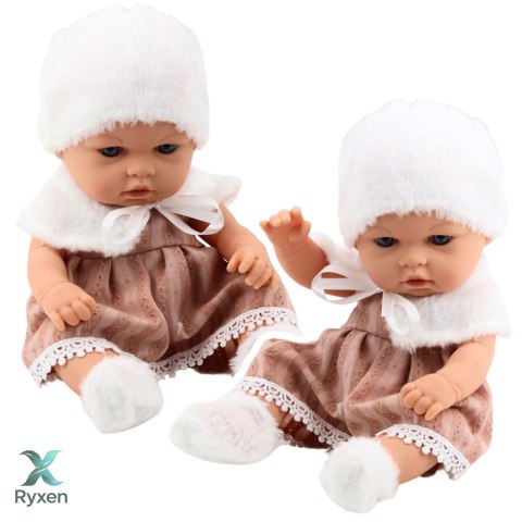 Lalka Bobas Beżowa Sukienka Czapka Kołnierzyk Skarpetki LEAN TOYS