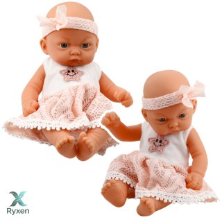 Lalka Bobas Różowa Sukienka Z Koronką i Gwiazdką Opaska LEAN TOYS