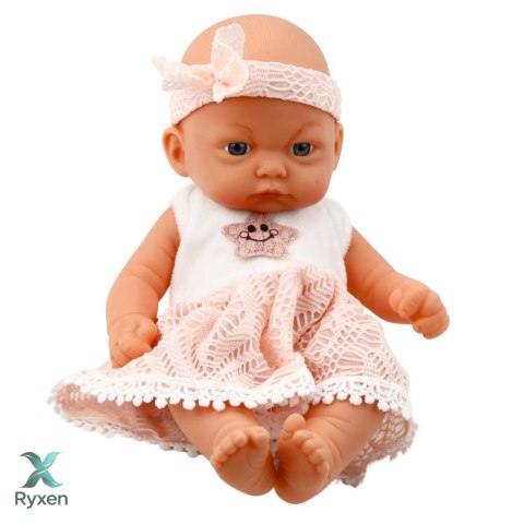 Lalka Bobas Różowa Sukienka Z Koronką i Gwiazdką Opaska LEAN TOYS