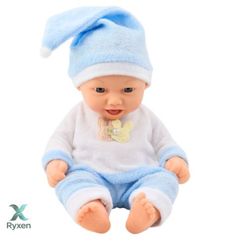 Lalka Bobas W Niebieskiej Piżamce Czapeczka z Pomponem LEAN TOYS
