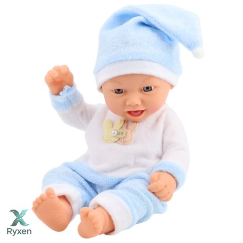 Lalka Bobas W Niebieskiej Piżamce Czapeczka z Pomponem LEAN TOYS