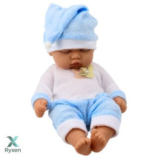 Lalka Śpiący Bobas W Niebieskiej Piżamce Czapeczka z Pomponem LEAN TOYS