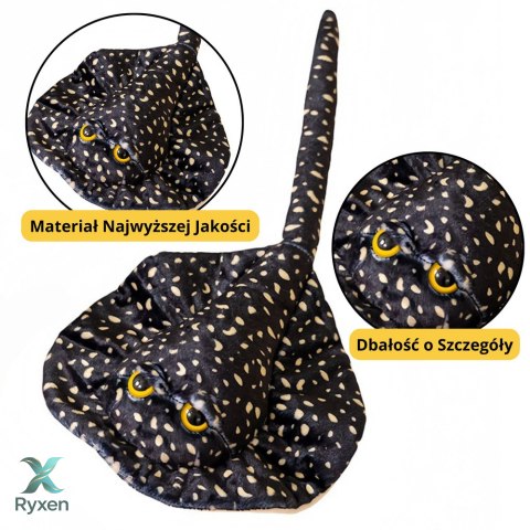 Maskotka Pluszowa Płaszczka Przytulanka Czarna W Kropki 50cm LEAN TOYS