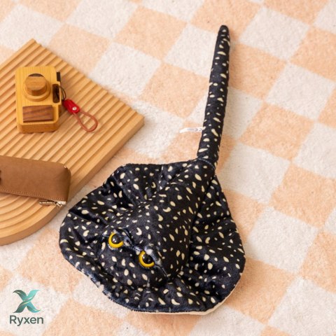 Maskotka Pluszowa Płaszczka Przytulanka Czarna W Kropki 50cm LEAN TOYS