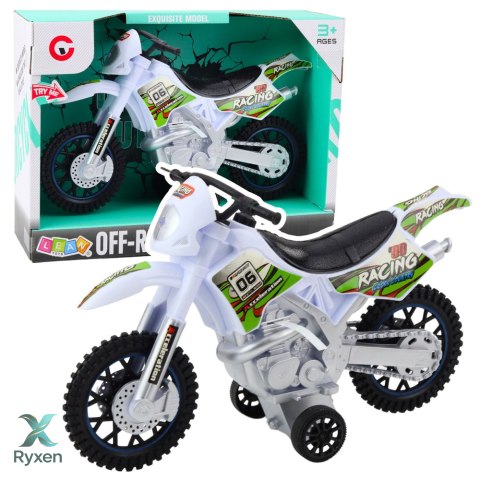 Motor Crossowy Off-Road Napęd Światła Dźwięki Biały LEAN TOYS