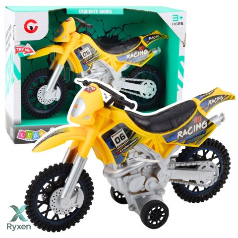 Motor Crossowy Off-Road Napęd Światła Dźwięki Żółty LEAN TOYS