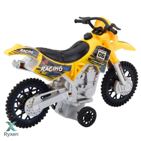 Motor Crossowy Off-Road Napęd Światła Dźwięki Żółty LEAN TOYS