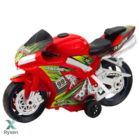 Motor Wyścigowy Ścigacz Napęd Światła Dźwięki Czerwony LEAN TOYS
