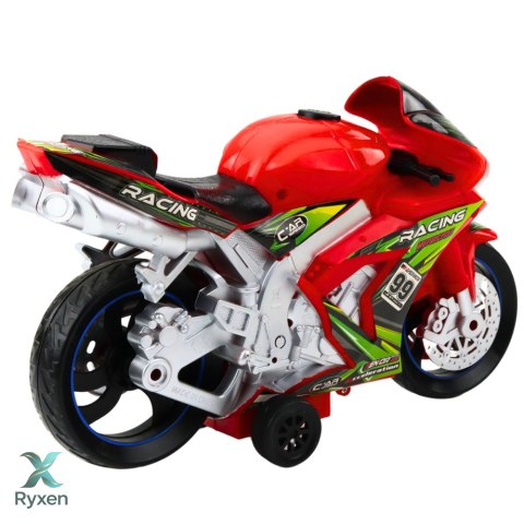 Motor Wyścigowy Ścigacz Napęd Światła Dźwięki Czerwony LEAN TOYS