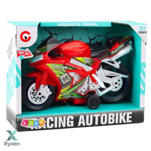 Motor Wyścigowy Ścigacz Napęd Światła Dźwięki Czerwony LEAN TOYS