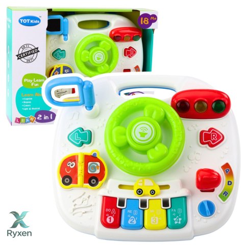 Panel Stolik Interaktywny Edukacyjny Kierownica 2w1 Światła Dźwięki LEAN TOYS