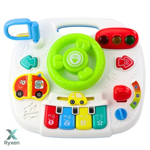 Panel Stolik Interaktywny Edukacyjny Kierownica 2w1 Światła Dźwięki LEAN TOYS