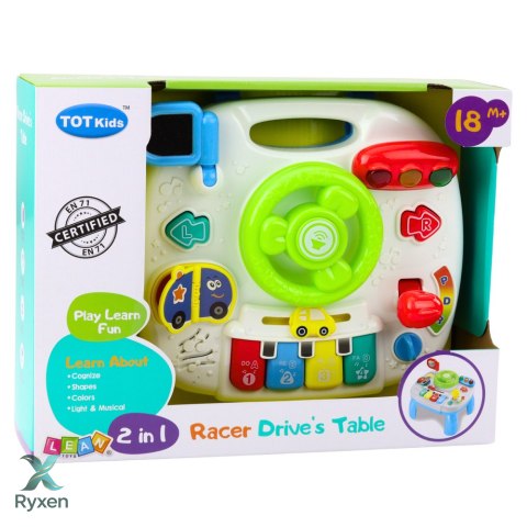 Panel Stolik Interaktywny Edukacyjny Kierownica 2w1 Światła Dźwięki LEAN TOYS