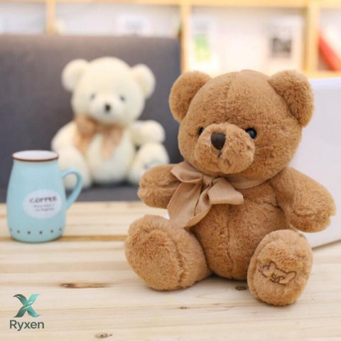 Pluszowa Maskotka Przytulanka Duży Miś Z Kokardką Brązowy 40cm LEAN TOYS