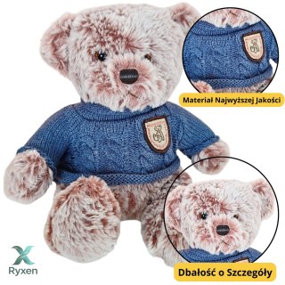 Pluszowa Maskotka Przytulanka Miś Szary Niebieski Sweterek 21cm LEAN TOYS