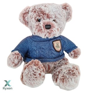 Pluszowa Maskotka Przytulanka Miś Szary Niebieski Sweterek 21cm LEAN TOYS
