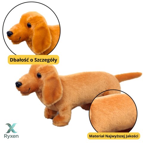 Pluszowa Maskotka Przytulanka Pies Jamnik Jasno Brązowy 25cm LEAN TOYS