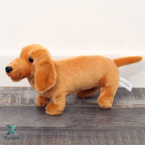 Pluszowa Maskotka Przytulanka Pies Jamnik Jasno Brązowy 25cm LEAN TOYS