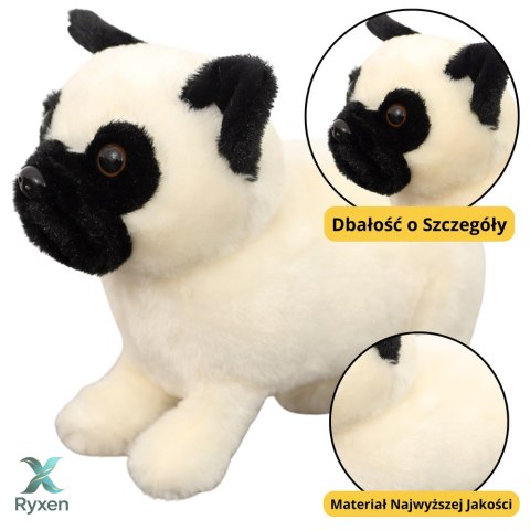 Pluszowa Maskotka Przytulanka Pies Mops Biały 19cm LEAN TOYS