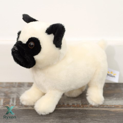Pluszowa Maskotka Przytulanka Pies Mops Biały 19cm LEAN TOYS