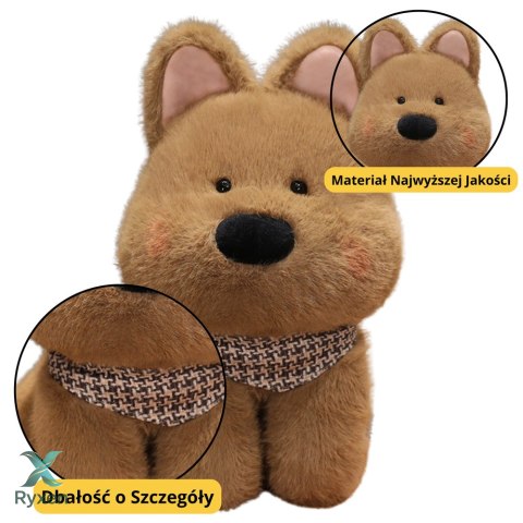 Pluszowa Maskotka Przytulanka Piesek Z Chustą Brązowy 25cm LEAN TOYS