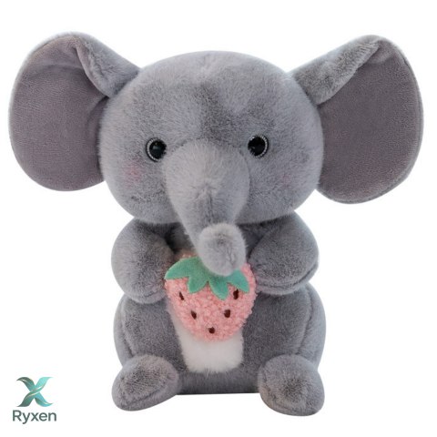 Pluszowa Maskotka Przytulanka Słoń Z Truskawką Szary 23cm LEAN TOYS
