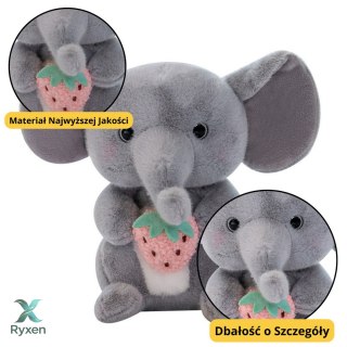 Pluszowa Maskotka Przytulanka Słoń Z Truskawką Szary 23cm LEAN TOYS