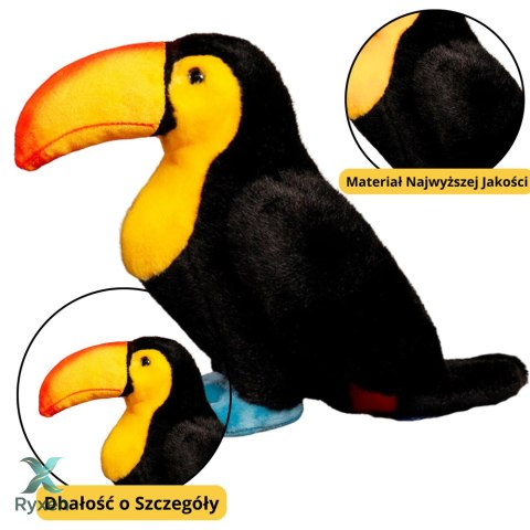 Pluszowa Maskotka Przytulanka Tukan Czarny 25cm LEAN TOYS