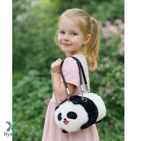 Pluszowa Torba Panda Uchwyty Metalowy Łańcuszek Czarno Biała 20cm LEAN TOYS