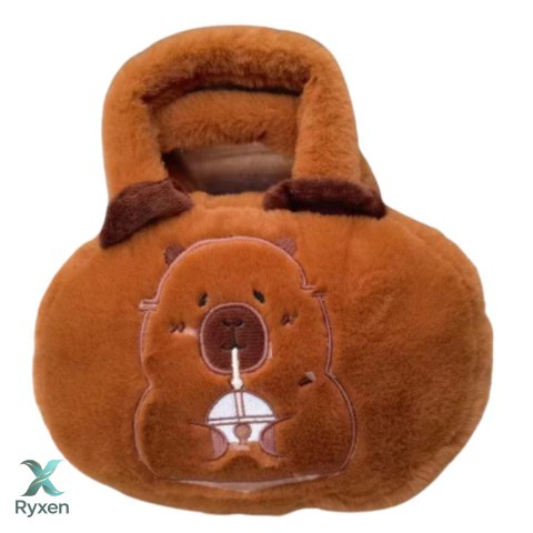 Torba Pluszowa Z Kapibarą Z Kubkiem Brązowy 20cm LEAN TOYS