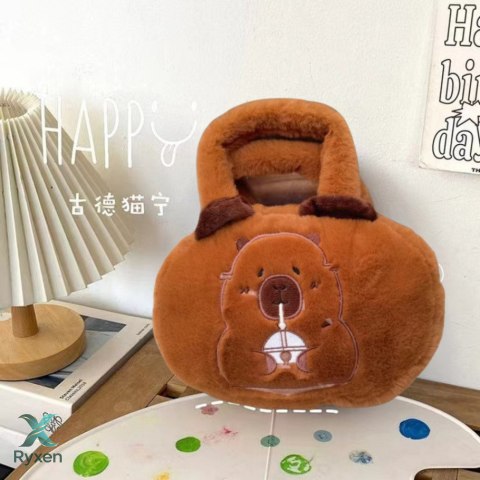 Torba Pluszowa Z Kapibarą Z Kubkiem Brązowy 20cm LEAN TOYS