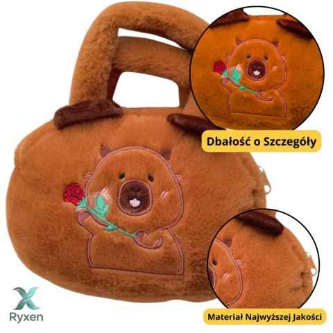 Torba Pluszowa Z Kapibarą Z Różą Brązowy 20cm LEAN TOYS