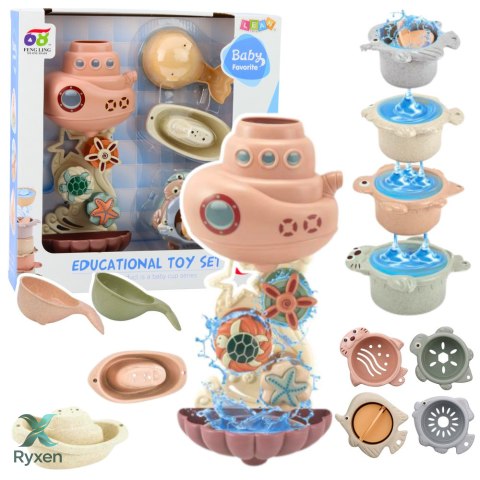Zabawki Do Kąpieli Statek Podwodny Kubeczki Przyssawki 9el LEAN TOYS