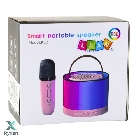 Zestaw Do Karaoke Głośnik Mikrofon Bezprzewodowy K52 RGB Bluetooth Różowy LEAN TOYS