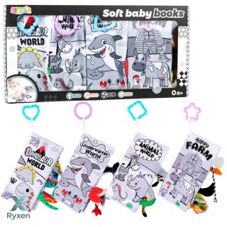 Zestaw Miękkie Książeczki Edukacyjne Sensoryczne Dla Malucha 4szt LEAN TOYS