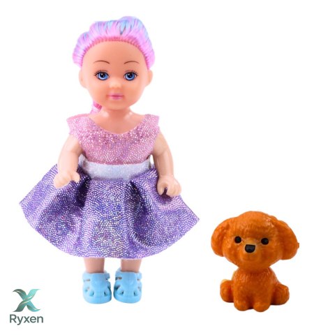 Zestaw Mini Laleczka W Sukience Łóżeczko Dwupiętrowe Piesek LEAN TOYS