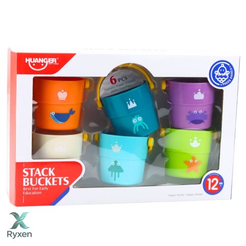 Zestaw Wiaderka Do Kąpieli Z Otworami Kolorowe 6szt LEAN TOYS